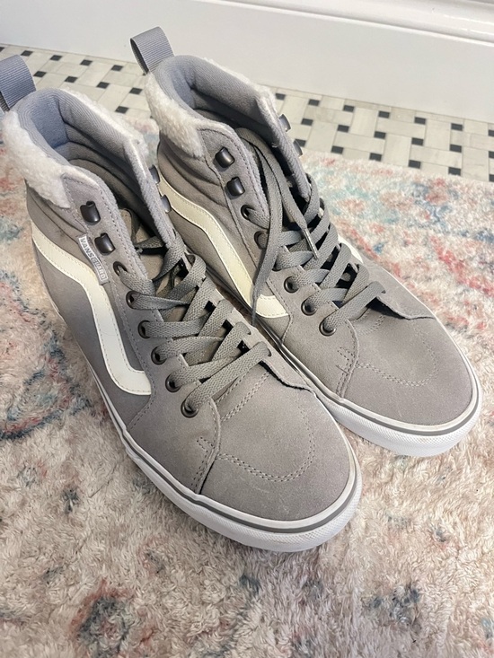 Vans Shoes - Vans Gray Suede High-Top Sneakers with White Stripe